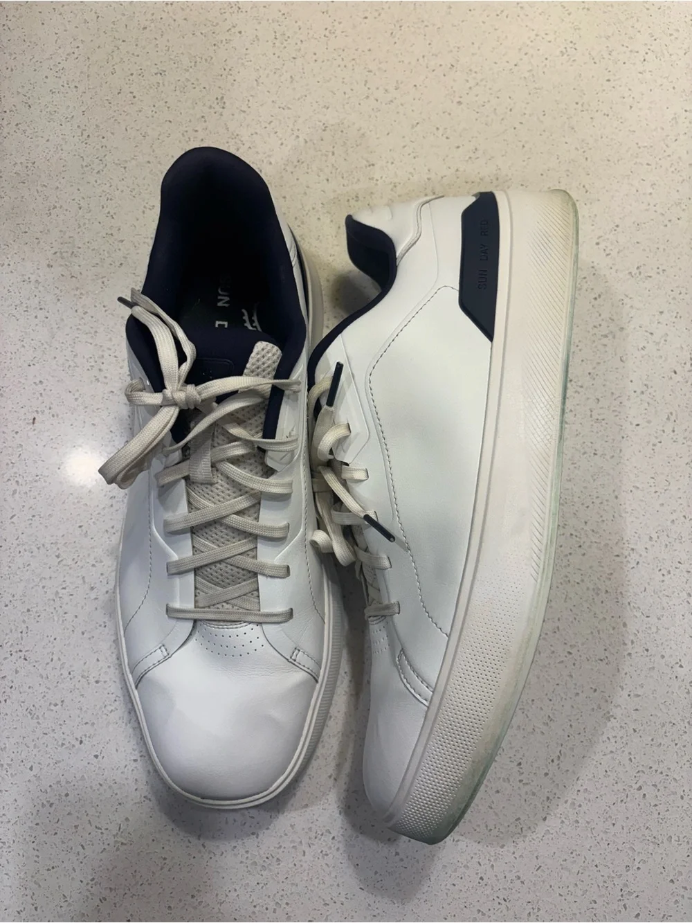 Men's White Athletic Sneakers with Navy Trim - Casual Comfort - Picture 5 of 6